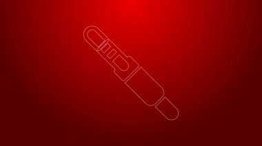 Yeşil çizgi ses kriko simgesi kırmızı arkaplanda izole edildi. Bağlantı ses ekipmanları için ses kablosu. Fiş kablosu. Müzik aleti. 4K Video hareketli grafik canlandırması