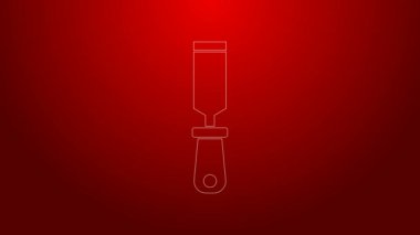 Kırmızı arkaplanda yeşil çizgi Rasp metal dosya simgesi izole edildi. Ahşap ve metalle çalışmak için Rasp. Tezgah ve atölye için alet. 4K Video hareketli grafik canlandırması