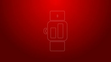 Yeşil çizgi Smartwatch simgesi kırmızı arkaplanda izole edildi. 4K Video hareketli grafik canlandırması