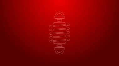 Kırmızı arkaplanda yeşil çizgi bisiklet süspansiyon simgesi izole edildi. 4K Video hareketli grafik canlandırması