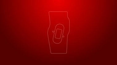 Kırmızı arka planda yeşil çizgili alçı var. 4K Video hareketli grafik canlandırması