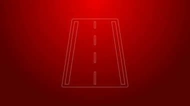 Kırmızı arka planda izole edilmiş bisiklet şeridi ikonu üzerinde yeşil çizgi özel bisiklet sürüşü. 4K Video hareketli grafik canlandırması