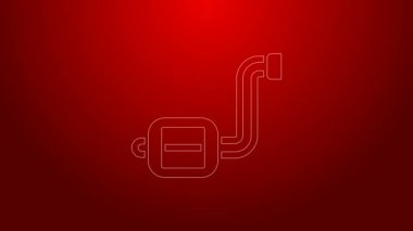 Kırmızı arkaplanda yeşil çizgi bisiklet pedalı simgesi izole edildi. 4K Video hareketli grafik canlandırması
