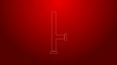 Yeşil çizgi polis kauçuk çubuk simgesi kırmızı arkaplanda izole edildi. Kauçuk copu. Polis yarasası. Polis ekipmanları. 4K Video hareketli grafik canlandırması