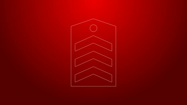 Icono Chevron línea verde aislado sobre fondo rojo. Signo de placa militar. Animación gráfica de vídeo 4K — Vídeos de Stock