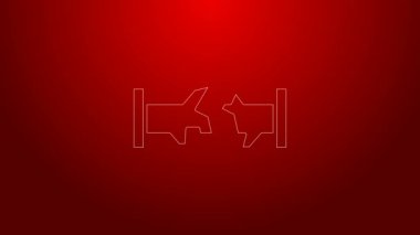 Kırmızı arka planda su ikonu sızıntısı olan yeşil hat, kırık metal boru. 4K Video hareketli grafik canlandırması