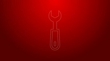 Kırmızı arkaplanda yeşil çizgi anahtarı simgesi izole edildi. 4K Video hareketli grafik canlandırması