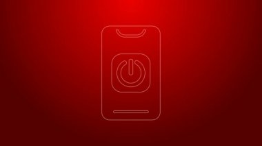 Yeşil hat. Robotu kırmızı arkaplanda izole edilmiş telefon simgesinden kapat. 4K Video hareketli grafik canlandırması
