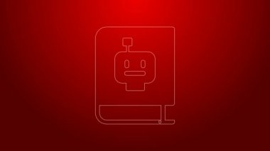 Yeşil çizgi Kullanıcı elle simgesi kırmızı arkaplanda izole edildi. Kullanıcı rehberi kitabı. Talimat işareti. Kullanmadan önce oku. 4K Video hareketli grafik canlandırması