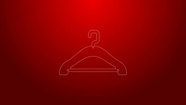 Ligne verte Hanger icône de garde-robe isolé sur fond rouge. Icône vestiaire. Symbole de service vestimentaire. Panneau du cintre à linge. Animation graphique de mouvement vidéo 4K — Video
