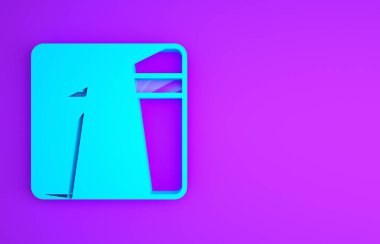 Mor arkaplanda harita simgesine sahip mavi GPS cihazı. Minimalizm kavramı. 3d illüstrasyon 3B canlandırma.