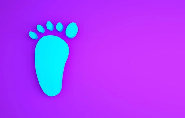 蓝脚按摩图标隔离在紫色背景 最低纲领的概念 3D渲染3D插图 — 图库照片