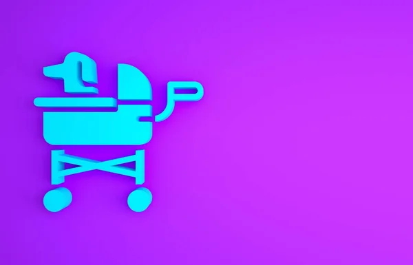 Ikona Wózka Blue Pet Odizolowana Fioletowym Tle Koncepcja Minimalizmu Ilustracja — Zdjęcie stockowe