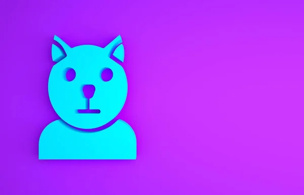 Ícone Blue Cat Isolado Fundo Roxo Símbolo Animal Conceito Minimalismo — Fotografia de Stock