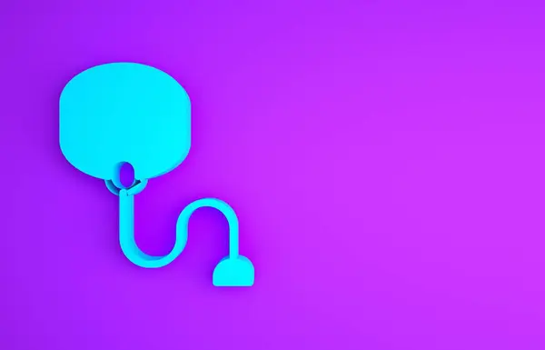 Синій Висувний Шнур Значком Карабіна Ізольовано Фіолетовому Фоні Собака Собака — стокове фото