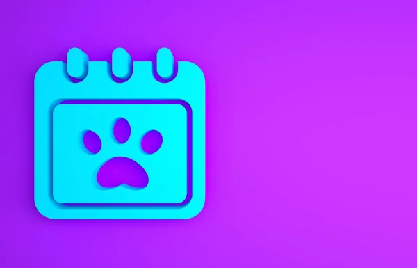 Иконка Голубой Календарь Выделена Фиолетовом Фоне Символ Напоминания События Концепция — стоковое фото