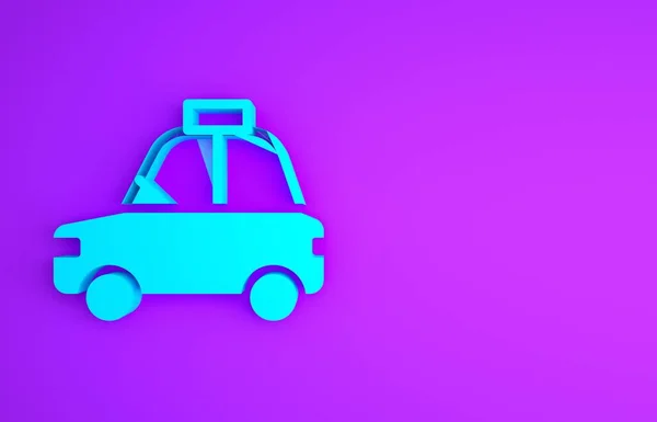 Blue Pet Auto Taxi Pictogram Geïsoleerd Paarse Achtergrond Minimalisme Concept — Stockfoto