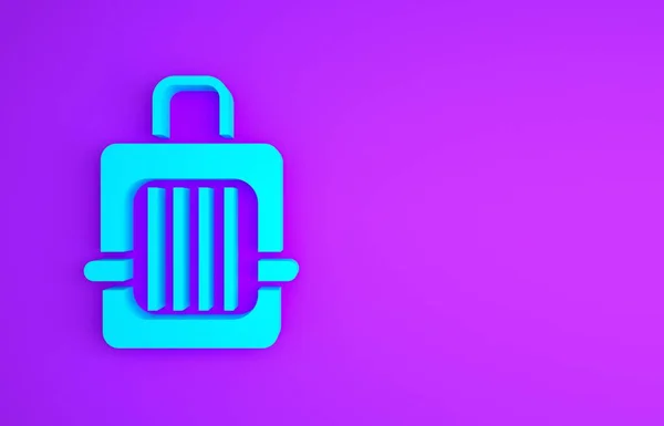 Blue Pet Carry Case Icon Isolated Purple Background Carrier Animals — Stock Photo, Image