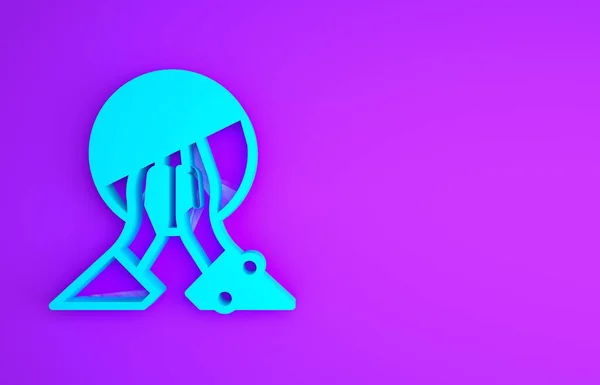 紫色の背景に隔離された青い瞑想アイコン 最小限の概念 3Dイラスト3Dレンダリング — ストック写真