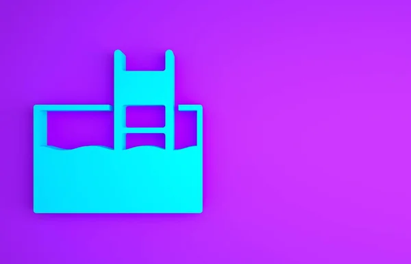 Blue Swimming Pool Ladder Icon Isolated Purple Background Minimalism Concept — Stock Photo, Image