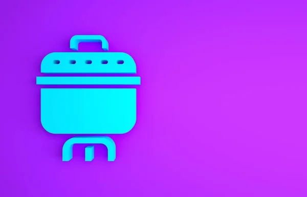 Иконка Голубого Горшка Выделена Фиолетовом Фоне Вскипятить Тушить Пищевой Символ — стоковое фото