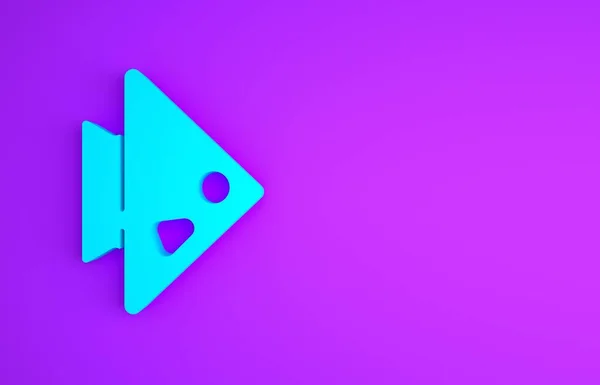 Blue Fish Icon Isolated Purple Background Minimalism Concept Illustration Render — Stock Photo, Image