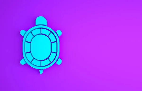 Icono Tortuga Azul Aislado Sobre Fondo Púrpura Concepto Minimalista Ilustración —  Fotos de Stock