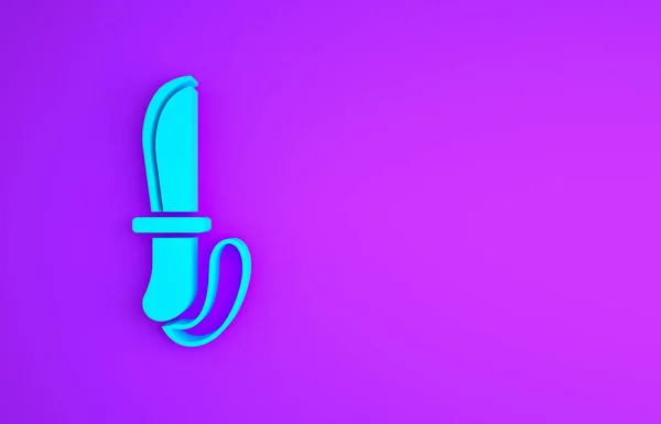 Blue Knife Symbol Isoliert Auf Lila Hintergrund Armeemesser Minimalismus Konzept — Stockfoto