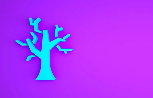 Blaues Verwelktes Baum Symbol Auf Violettem Hintergrund Kahler Baum Silhouette — Stockfoto