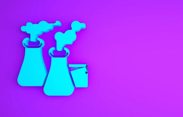 Fumée Bleue Icône Usine Isolée Sur Fond Violet Problème Pollution — Photo
