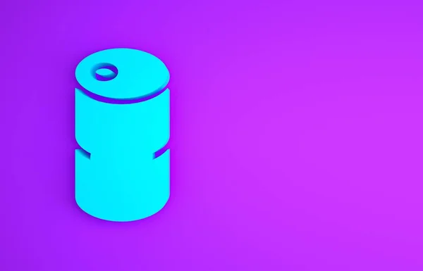 Ícone Óleo Blue Barrel Isolado Fundo Roxo Conceito Minimalismo Ilustração — Fotografia de Stock