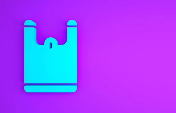 Иконка Синей Пластиковой Сумки Выделена Фиолетовом Фоне Одноразовый Знак Запрета — стоковое фото