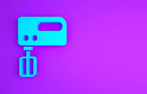 Синій Електричний Мікшер Ізольований Фіолетовому Фоні Кухонний Блендер Концепція Мінімалізму — стокове фото