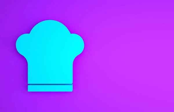 Cappello Chef Icona Blu Isolato Sfondo Viola Simbolo Della Cucina — Foto Stock