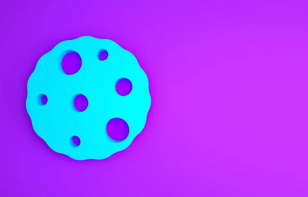 Синє Печиво Або Печиво Шоколадною Іконою Ізольовані Фіолетовому Фоні Концепція — стокове фото