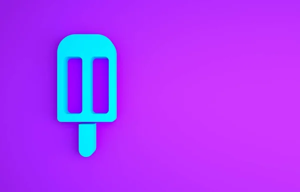 Μπλε Εικονίδιο Παγωτού Απομονωμένο Μωβ Φόντο Γλυκό Σύμβολο Μινιμαλιστική Έννοια — Φωτογραφία Αρχείου