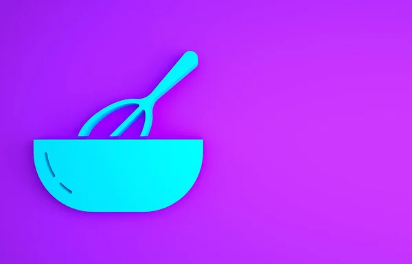 Batidor Cocina Azul Icono Cuenco Aislado Sobre Fondo Morado Utensil —  Fotos de Stock