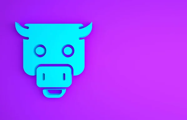 Ікона Ринку Blue Bull Ізольована Фіолетовому Фоні Фінансова Фондова Концепція — стокове фото
