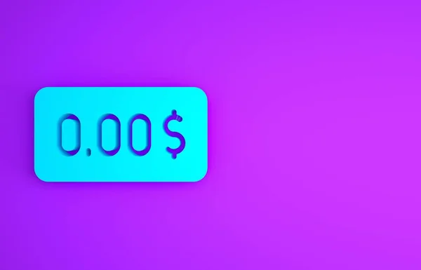 Blue Zero Icono Costo Aislado Sobre Fondo Púrpura Cuenta Bancaria — Foto de Stock
