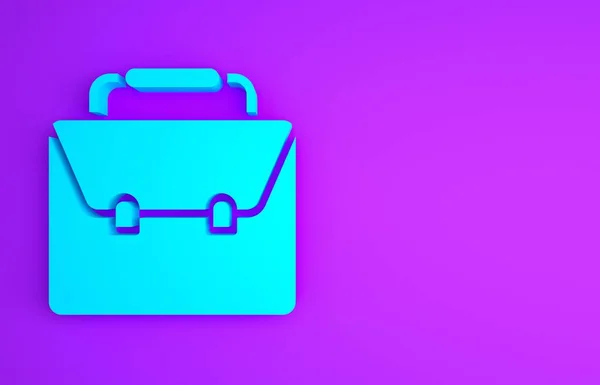 Ікона Blue Briefcase Ізольована Фіолетовому Фоні Підпис Бізнес Справи Портфель — стокове фото