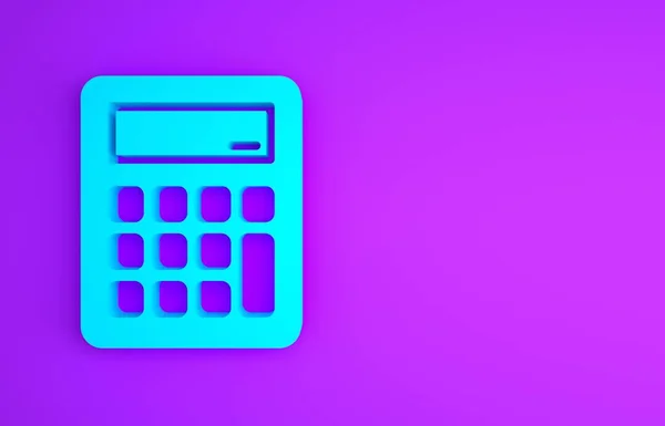 Синий Значок Калькулятора Выделен Фиолетовом Фоне Символ Бухгалтерии Математические Расчеты — стоковое фото