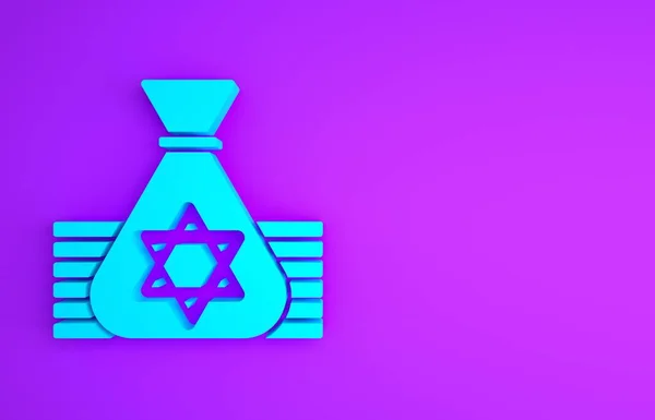 Bolsa Dinero Judía Azul Con Estrella David Icono Aislado Sobre —  Fotos de Stock