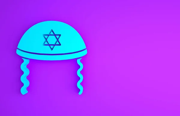 Kippah Judío Azul Con Estrella David Icono Los Laterales Aislados —  Fotos de Stock