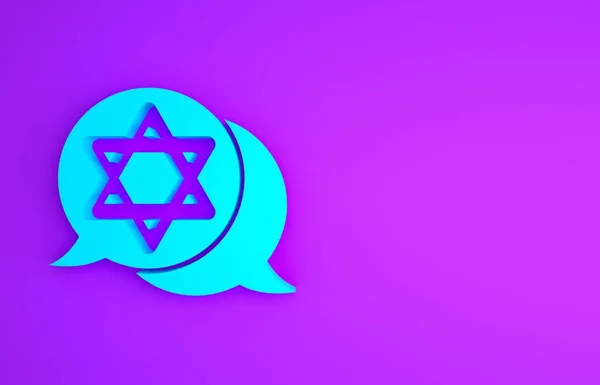 Blue Star David Icon Isolated Purple Background Jewish Religion Symbol — Stock Photo, Image