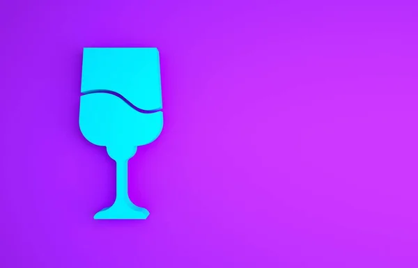 Ícone Cálice Judeu Azul Isolado Fundo Roxo Taça Vinho Judaica — Fotografia de Stock
