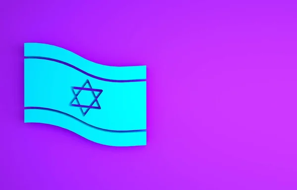 Ícone Bandeira Azul Israel Isolado Fundo Roxo Símbolo Patriótico Nacional — Fotografia de Stock