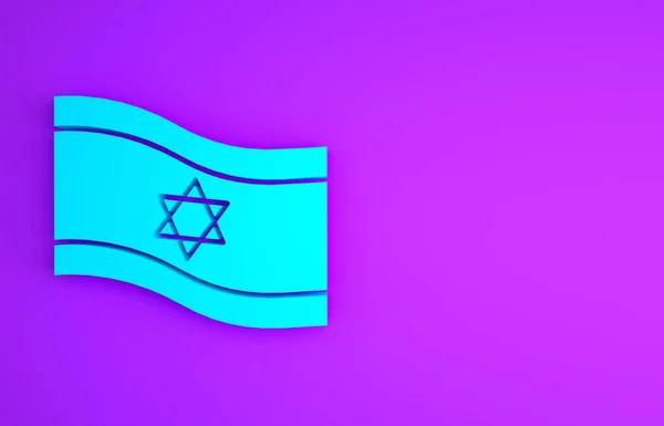 Drapeau Bleu Israël Icône Isolée Sur Fond Violet Symbole Patriotique — Photo