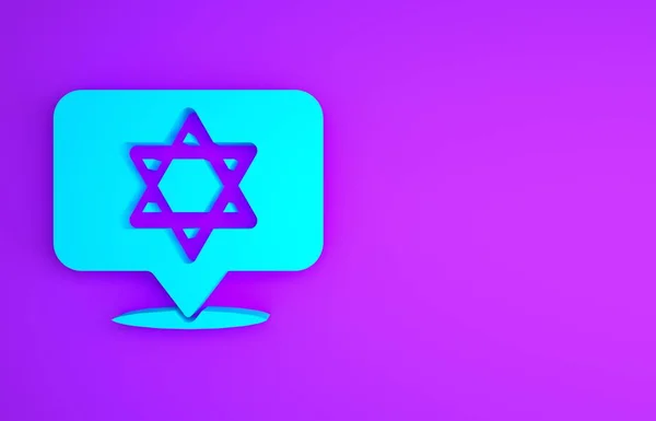 Blue Star David Icon Isolated Purple Background Jewish Religion Symbol — Stock Photo, Image