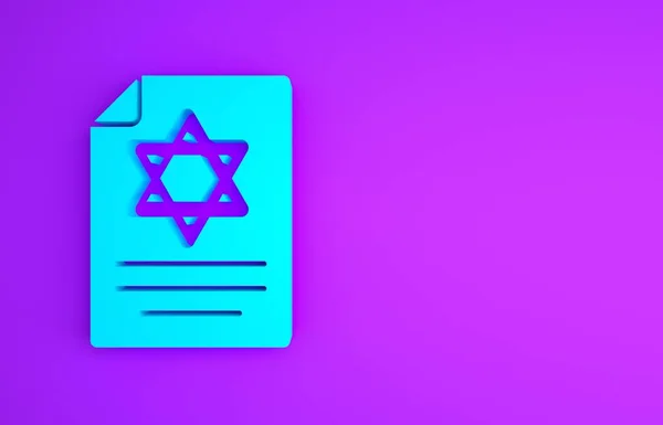 Icona Scorrimento Torah Blu Isolata Sfondo Viola Torah Ebraica Forma — Foto Stock