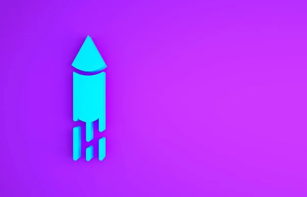 Blue Firework Rocket Icon Isolated Purple Background Concept Fun Party — Stock Photo, Image